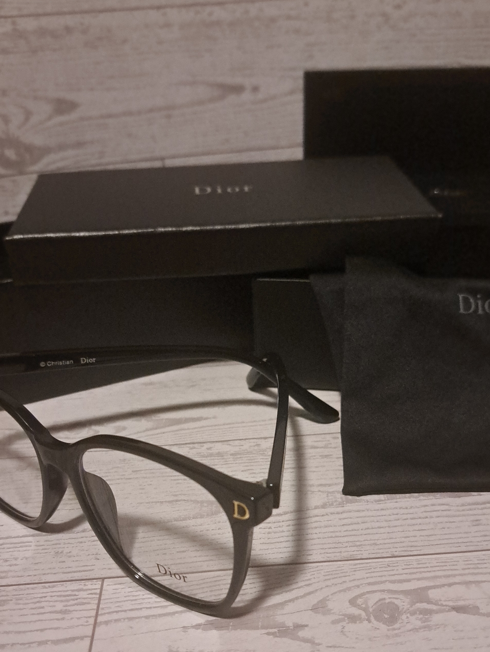 Dior Black Lightweight Frames with Gold D Emblem